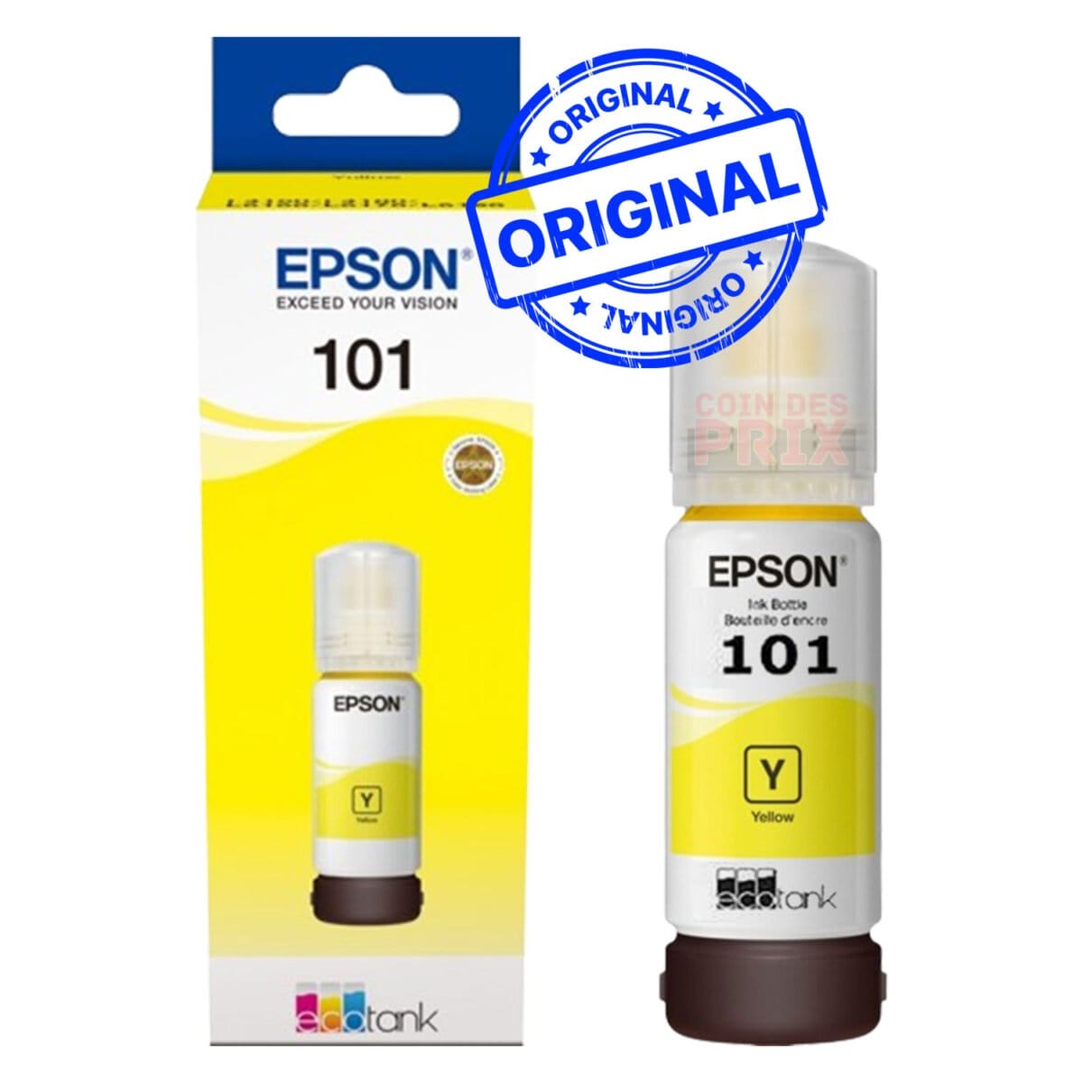 Epson 101 Jaune – Bouteille d’encre Epson EcoTank d’origine (C13T03V44A)