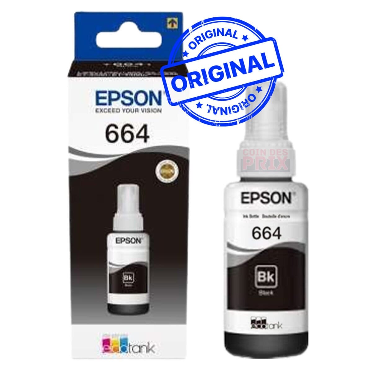 Epson 664 BK Noir Bouteille d’encre Epson d’origine (C13T66414A)