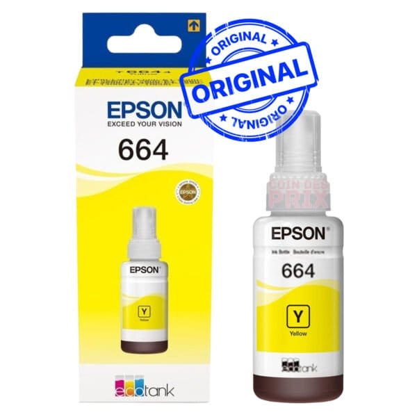 Epson 664 Y Jaune Bouteille d’encre Epson d’origine (C13T66444A)