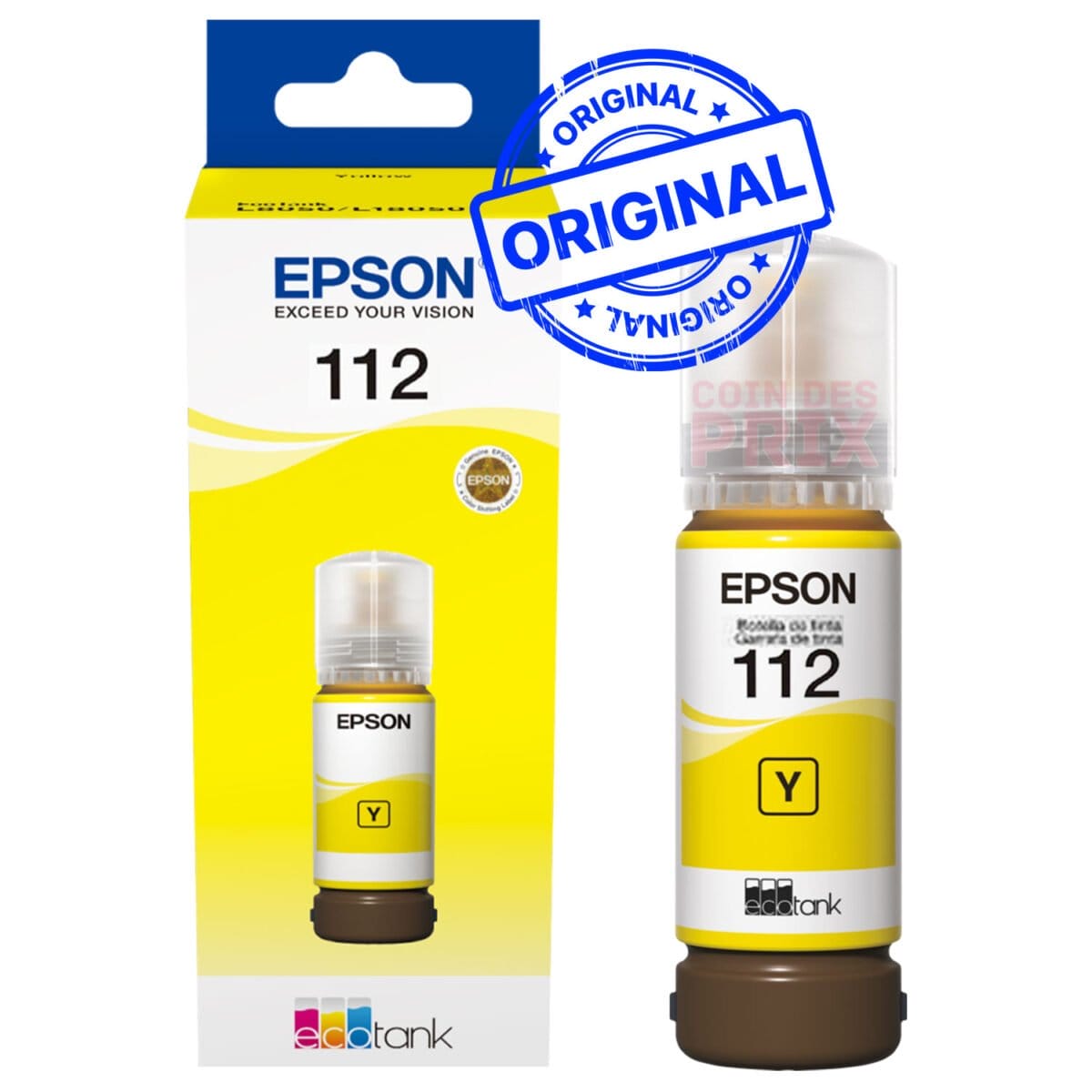 Epson 112 Jaune – Bouteille d’encre Epson EcoTank d’origine (C13T06C44A)