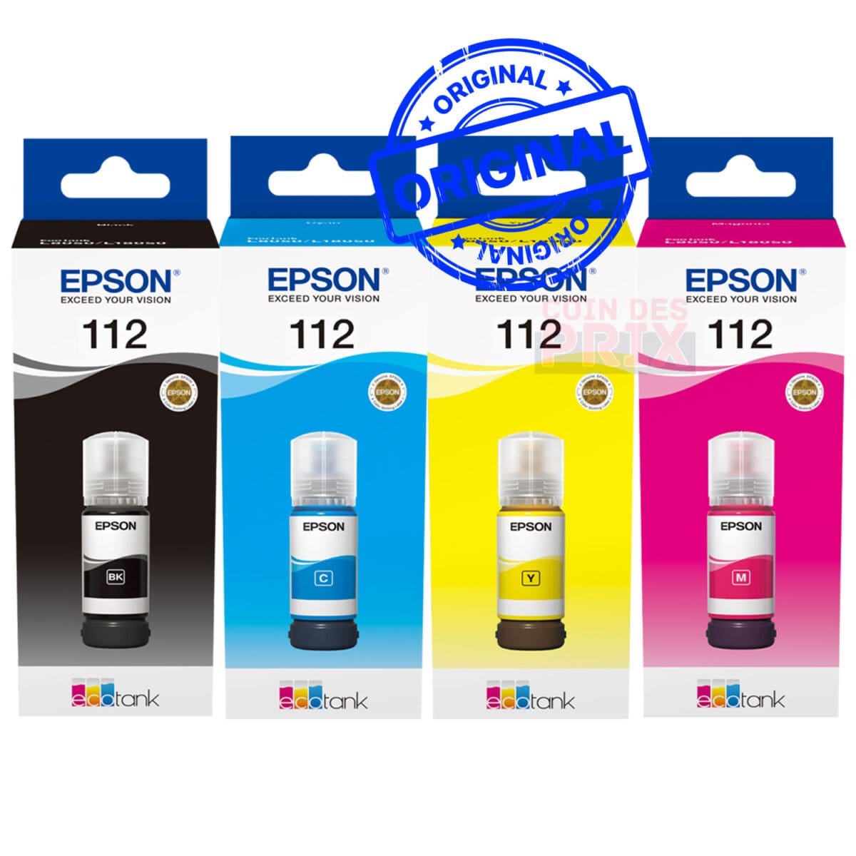 Pack de 4 Bouteilles d’Encre Epson EcoTank 112 (Pack112)