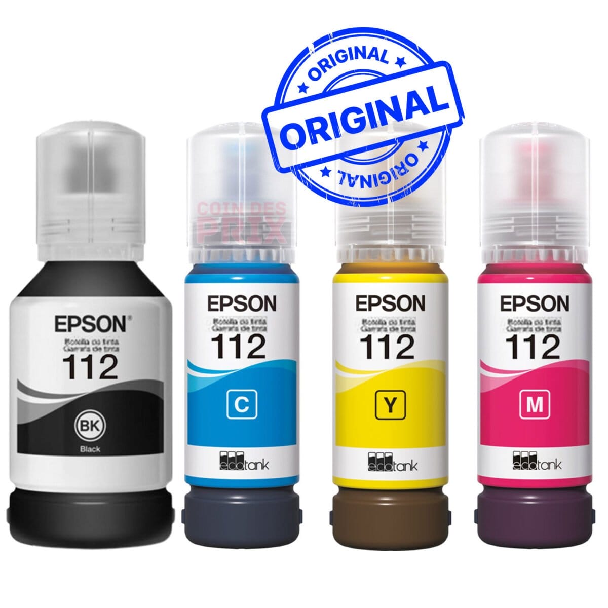 Pack de 4 Bouteilles d’Encre Epson EcoTank 112 (Pack112)